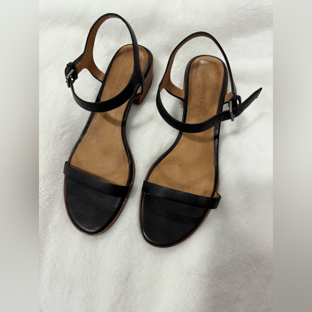 Madewell Bare Black Ankle Strap Heels. Size 7.5